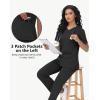 imageScrub Tops Women with 5 Pockets  Soft Stretch VNeck Nurse Shirt Scrubs AntiWrinkle Back Princess Seams Classic FitPewter