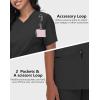 imageScrub Tops Women with 5 Pockets  Soft Stretch VNeck Nurse Shirt Scrubs AntiWrinkle Back Princess Seams Classic FitPewter