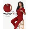 imageScrub Tops Women with 5 Pockets  Soft Stretch VNeck Nurse Shirt Scrubs AntiWrinkle Back Princess Seams Classic FitRed
