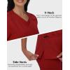 imageScrub Tops Women with 5 Pockets  Soft Stretch VNeck Nurse Shirt Scrubs AntiWrinkle Back Princess Seams Classic FitRed