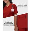 imageScrub Tops Women with 5 Pockets  Soft Stretch VNeck Nurse Shirt Scrubs AntiWrinkle Back Princess Seams Classic FitRed