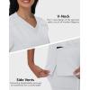 imageScrub Tops Women with 5 Pockets  Soft Stretch VNeck Nurse Shirt Scrubs AntiWrinkle Back Princess Seams Classic FitWhite