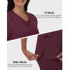 imageScrub Tops Women with 5 Pockets  Soft Stretch VNeck Nurse Shirt Scrubs AntiWrinkle Back Princess Seams Classic FitWine