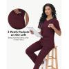 imageScrub Tops Women with 5 Pockets  Soft Stretch VNeck Nurse Shirt Scrubs AntiWrinkle Back Princess Seams Classic FitWine