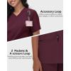 imageScrub Tops Women with 5 Pockets  Soft Stretch VNeck Nurse Shirt Scrubs AntiWrinkle Back Princess Seams Classic FitWine