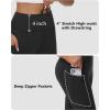 imageWomen Fleece Lined Leggings Zipper Pockets Winter Yoga Running Warm Pants Cold Weather Water Resistant Thermal TightsBlack