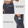 imageWomen Fleece Lined Leggings Zipper Pockets Winter Yoga Running Warm Pants Cold Weather Water Resistant Thermal TightsGrey