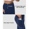imageWomen Fleece Lined Leggings Zipper Pockets Winter Yoga Running Warm Pants Cold Weather Water Resistant Thermal TightsNavy