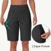 imageWomens 9quot Bermuda Short with Zipper Pockets High Waisted Stretch Pickleball Athletic Workout Running Casual Long ShortBlack