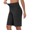 imageWomens 9quot Bermuda Short with Zipper Pockets High Waisted Stretch Pickleball Athletic Workout Running Casual Long ShortBlack