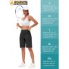 imageWomens 9quot Bermuda Short with Zipper Pockets High Waisted Stretch Pickleball Athletic Workout Running Casual Long ShortBlack