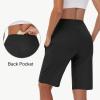 imageWomens 9quot Bermuda Short with Zipper Pockets High Waisted Stretch Pickleball Athletic Workout Running Casual Long ShortBlack