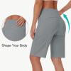 imageWomens 9quot Bermuda Short with Zipper Pockets High Waisted Stretch Pickleball Athletic Workout Running Casual Long ShortDark Grey