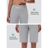 imageWomens 9quot Bermuda Short with Zipper Pockets High Waisted Stretch Pickleball Athletic Workout Running Casual Long ShortGrey