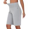 imageWomens 9quot Bermuda Short with Zipper Pockets High Waisted Stretch Pickleball Athletic Workout Running Casual Long ShortGrey