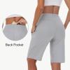 imageWomens 9quot Bermuda Short with Zipper Pockets High Waisted Stretch Pickleball Athletic Workout Running Casual Long ShortGrey