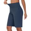 imageWomens 9quot Bermuda Short with Zipper Pockets High Waisted Stretch Pickleball Athletic Workout Running Casual Long ShortNavy
