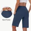 imageWomens 9quot Bermuda Short with Zipper Pockets High Waisted Stretch Pickleball Athletic Workout Running Casual Long ShortNavy