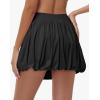 imageWomens Mini Bubble Skirt  High Waisted Puffy Ruffle Tennis Workout Athletic Casual Loose Fit Skorts with PocketsBlack