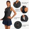 imageWomens Sleeveless Golf Shirts  Racerback Zip Up Tennis Athletic Polo Collar Tank Tops with Zip Pocket Quick Dry UPF50Black