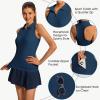 imageWomens Sleeveless Golf Shirts  Racerback Zip Up Tennis Athletic Polo Collar Tank Tops with Zip Pocket Quick Dry UPF50Navy