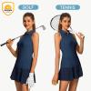 imageWomens Sleeveless Golf Shirts  Racerback Zip Up Tennis Athletic Polo Collar Tank Tops with Zip Pocket Quick Dry UPF50Navy