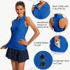 imageWomens Sleeveless Golf Shirts  Racerback Zip Up Tennis Athletic Polo Collar Tank Tops with Zip Pocket Quick Dry UPF50Royal Blue