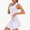 imageWomens Sleeveless Golf Shirts  Racerback Zip Up Tennis Athletic Polo Collar Tank Tops with Zip Pocket Quick Dry UPF50White