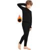 imageBoys Thermal Underwear Set Kids Long Johns Base Layer Winter Top and Bottom Set for Boy GirlsBlack