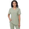 imageScrub Tops Women with 5 Pockets  Soft Stretch VNeck Nurse Shirt Scrubs AntiWrinkle Back Princess Seams Classic FitPale Green