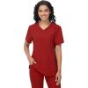 imageScrub Tops Women with 5 Pockets  Soft Stretch VNeck Nurse Shirt Scrubs AntiWrinkle Back Princess Seams Classic FitRed