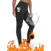 imageWomen Fleece Lined Leggings Zipper Pockets Winter Yoga Running Warm Pants Cold Weather Water Resistant Thermal TightsBlack