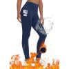 imageWomen Fleece Lined Leggings Zipper Pockets Winter Yoga Running Warm Pants Cold Weather Water Resistant Thermal TightsNavy