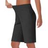 imageWomens 9quot Bermuda Short with Zipper Pockets High Waisted Stretch Pickleball Athletic Workout Running Casual Long ShortBlack