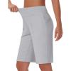 imageWomens 9quot Bermuda Short with Zipper Pockets High Waisted Stretch Pickleball Athletic Workout Running Casual Long ShortGrey