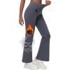 imageWomens Fleece Lined Flare Leggings Winter Warm Water Resistant Pants Outdoor Hiking Thermal Scrub Snow Travel Bootcut PantDark Gray