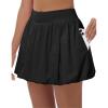 imageWomens Mini Bubble Skirt  High Waisted Puffy Ruffle Tennis Workout Athletic Casual Loose Fit Skorts with PocketsBlack