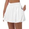 imageWomens Mini Bubble Skirt  High Waisted Puffy Ruffle Tennis Workout Athletic Casual Loose Fit Skorts with PocketsWhite