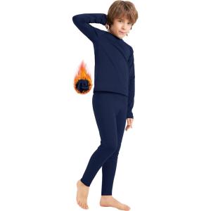 imageBoys Thermal Underwear Set Kids Long Johns Base Layer Winter Top and Bottom Set for Boy GirlsNavy Blue