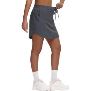 imageWomens Golf Athletic Skorts Quick Dry Lightweight Summer Dressy Casual Skirts with Liner Pickleball Hiking Zip PocketsGrey
