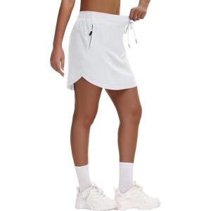 imageWomens Golf Athletic Skorts Quick Dry Lightweight Summer Dressy Casual Skirts with Liner Pickleball Hiking Zip PocketsWhite