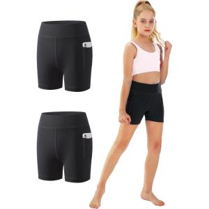 imageYouth Girls 4quot 5quot Volleyball Spandex Shorts  Kid Biker Cheer Dance Yoga Athletic Workout Gymnastics Compression Short11black5 Inch2 Pk