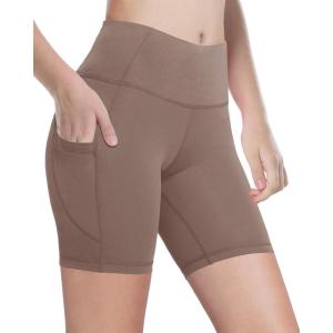 imageYouth Girls 4quot 5quot Volleyball Spandex Shorts  Kid Biker Cheer Dance Yoga Athletic Workout Gymnastics Compression ShortBrown