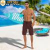 image22quot Mens Board Shorts Swimwear No Mesh Lining  Long Swim Trunks Surf Shorts Bathing Suit with Zipper Pocket UPF50Brown