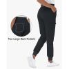 imageHigh Waisted Jogger Style Scrub Pants for Women  8 Pockets Medical Bottoms Tapered Yoga Waistband Ribbed Ankle CuffsBlack