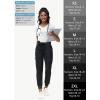 imageHigh Waisted Jogger Style Scrub Pants for Women  8 Pockets Medical Bottoms Tapered Yoga Waistband Ribbed Ankle CuffsBlack