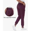 imageHigh Waisted Jogger Style Scrub Pants for Women  8 Pockets Medical Bottoms Tapered Yoga Waistband Ribbed Ankle CuffsGrape Purple