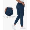 imageHigh Waisted Jogger Style Scrub Pants for Women  8 Pockets Medical Bottoms Tapered Yoga Waistband Ribbed Ankle CuffsNavy