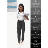 imageHigh Waisted Jogger Style Scrub Pants for Women  8 Pockets Medical Bottoms Tapered Yoga Waistband Ribbed Ankle CuffsPewter
