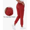 imageHigh Waisted Jogger Style Scrub Pants for Women  8 Pockets Medical Bottoms Tapered Yoga Waistband Ribbed Ankle CuffsRed